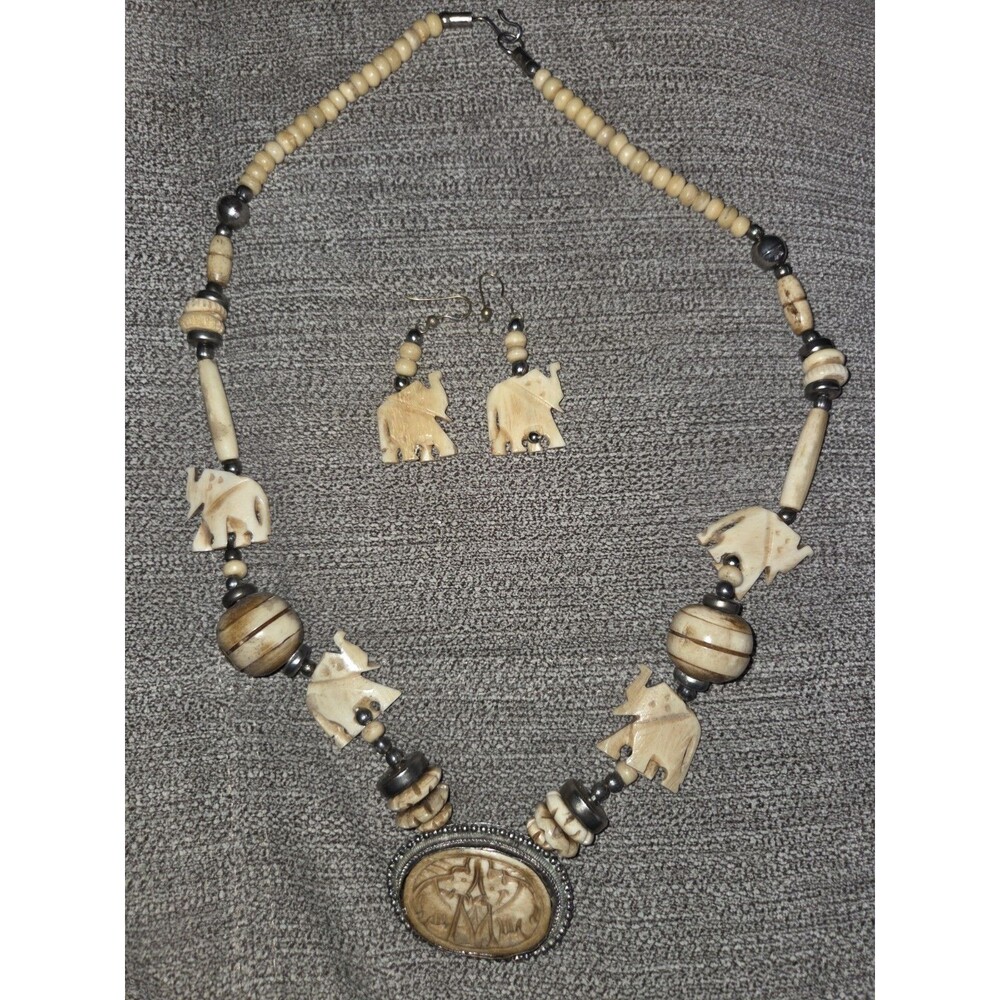 East Indian Elephant Necklace and Earrings